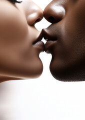 Obraz premium man and woman kissing, love, romance, valentine's day, date, passion, husband and wife, boyfriend and girlfriend, beautiful girl, handsome guy, relationship, people, close-up, black background