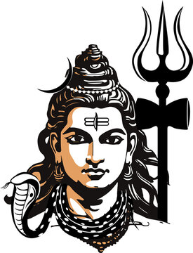 Shiv with Trishool, Vector, Illustration, Hindu Bhagwa, Sanatani God