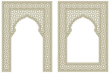 Set two Rectangular frames of the Arabic pattern .The proportion is close to A4 size	 - obrazy, fototapety, plakaty