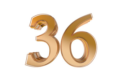 Gold glossy 3d number 36