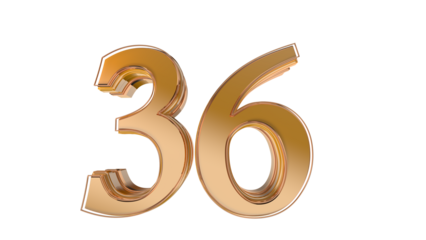 Gold glossy 3d number 36