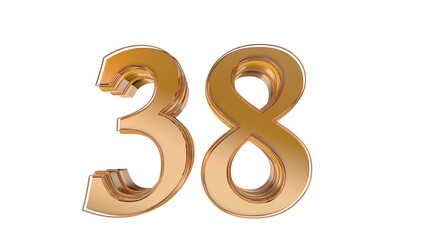 Gold glossy 3d number 38