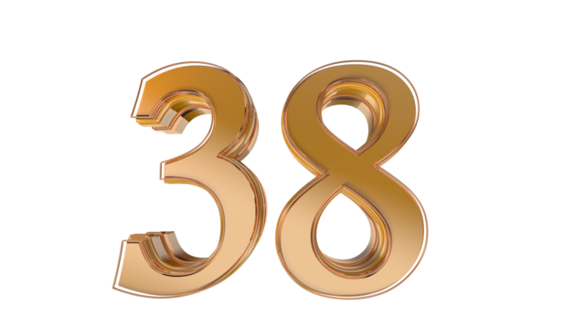 Gold glossy 3d number 38