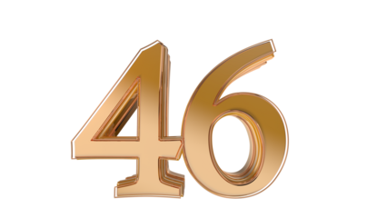 Gold glossy 3d number 46