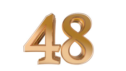 Gold glossy 3d number 48