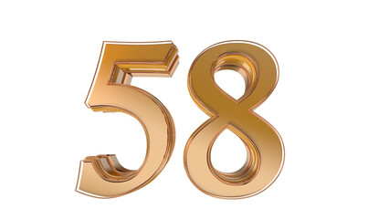 Gold glossy 3d number 58
