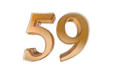 Gold glossy 3d number 59