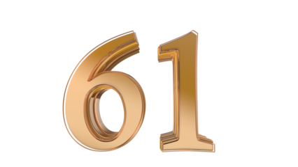 Gold glossy 3d number 61