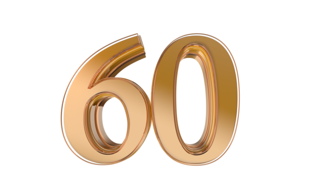Gold glossy 3d number 60