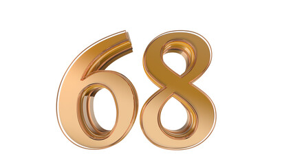 Gold glossy 3d number 68