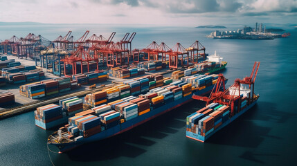 Logistics Canvas: Aerial Portraits of Shipping Containers, Generative AI