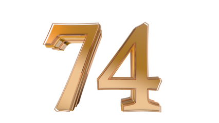 Gold glossy 3d number 74
