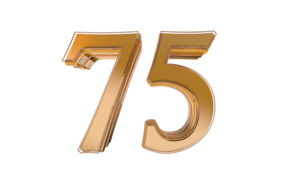 Gold glossy 3d number 75