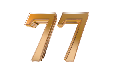 Gold glossy 3d number 77