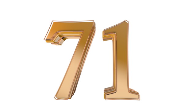 Gold glossy 3d number 71