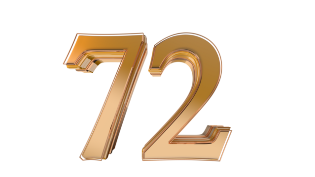 Gold glossy 3d number 72