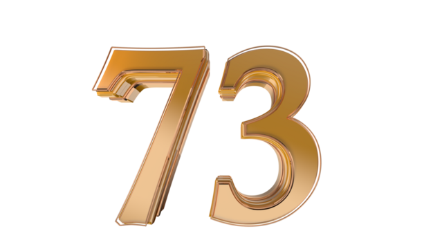 Gold glossy 3d number 73