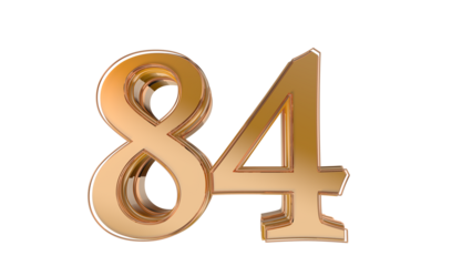Gold glossy 3d number 84