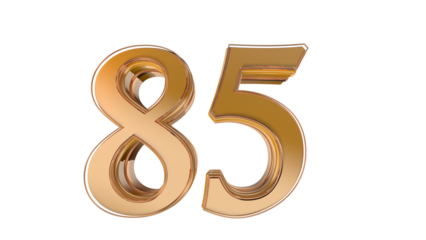 Gold glossy 3d number 85