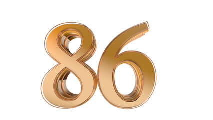Gold glossy 3d number 86