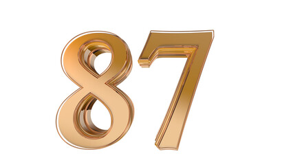 Gold glossy 3d number 87