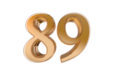 Gold glossy 3d number 89