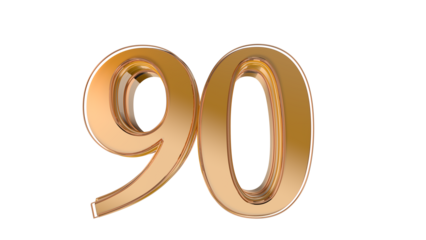Gold glossy 3d number 90