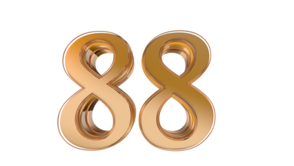 Gold glossy 3d number 88