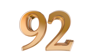 Gold glossy 3d number 92