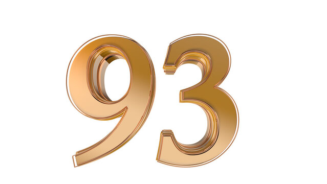 Gold glossy 3d number 93