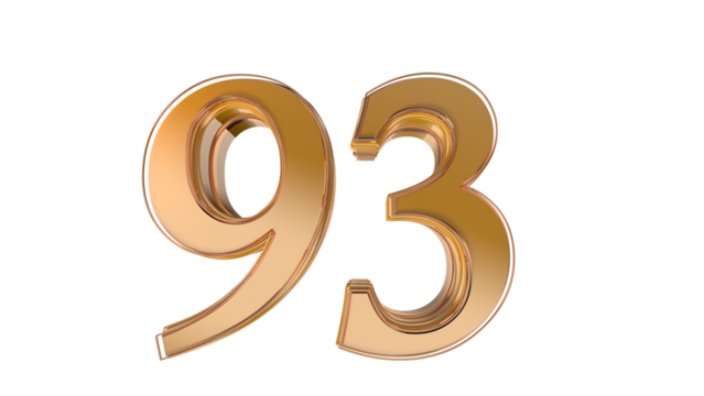 Gold glossy 3d number 93
