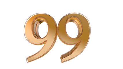 Gold glossy 3d number 99