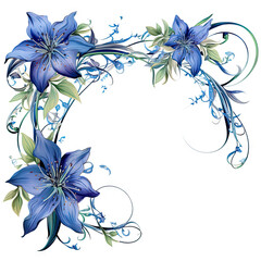 Template with Gentian purple flower empty space