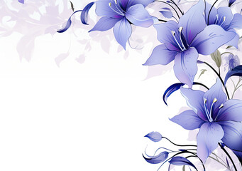 Template with Gentian purple flower empty space