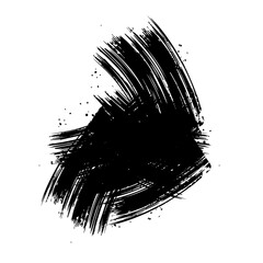 Ink brushstroke and paintbrush brush stroke template with splashes grunge. Vector black brush stroke or transparent png.