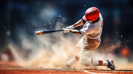 Baseball player in action on the baseball field. Sport concept. - obrazy, fototapety, plakaty