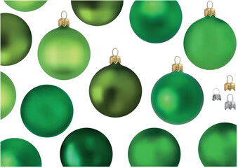 A Set of Green Christmas Balls as a Set for Designers and Illustrators - obrazy, fototapety, plakaty