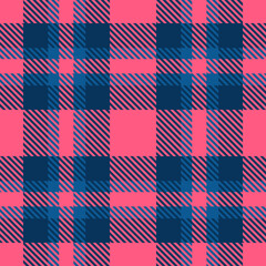 Tartan Pink Blue Plaid Pattern Seamless. Checkered fabric texture for flannel shirt, skirt, blanket
