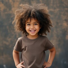 Little girl wearing blank tshirt for mockup