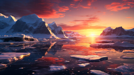 Magnificent sunrise over majestic arctic landscape
