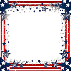 White background with patriotic stars and stripes around the border. Generative ai. 
