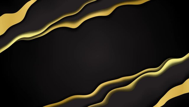 luxury black and gold lines waving loop background mp4