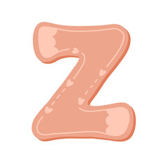 Letter Z Alphabet ginger bread cookie pink christmas vintage retro groovy doodle font