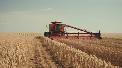 Obraz premium Harvest Sonnet: Wheat Thresher's Poetic Legacy, Generative AI