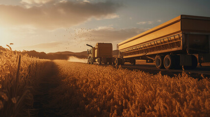 Golden Harvest Hues: Wheat Thresher's Palette, Generative AI