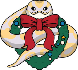 Ball python snake christmas clipart