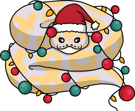 Ball python snake christmas clipart