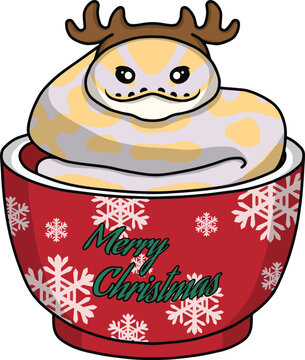 Ball python snake christmas clipart