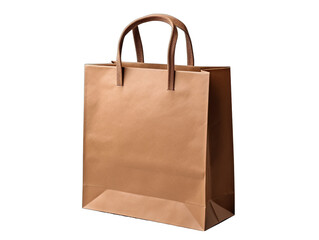 Flat Paper Bag Standing Upright Isolated on Transparent or White Background, PNG
