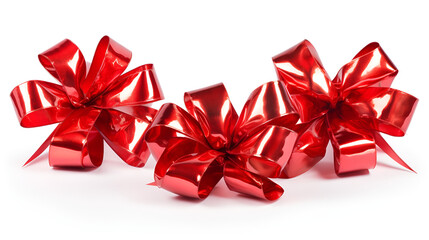 red bow isolated on white background, Beautiful big bow made of red ribbon